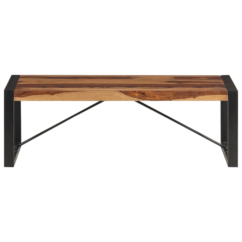 Brown Sheesham Wood Coffee Table with Steel Legs U174851