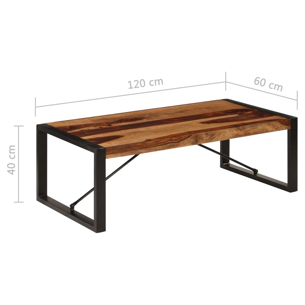 Brown Sheesham Wood Coffee Table with Steel Legs U174851