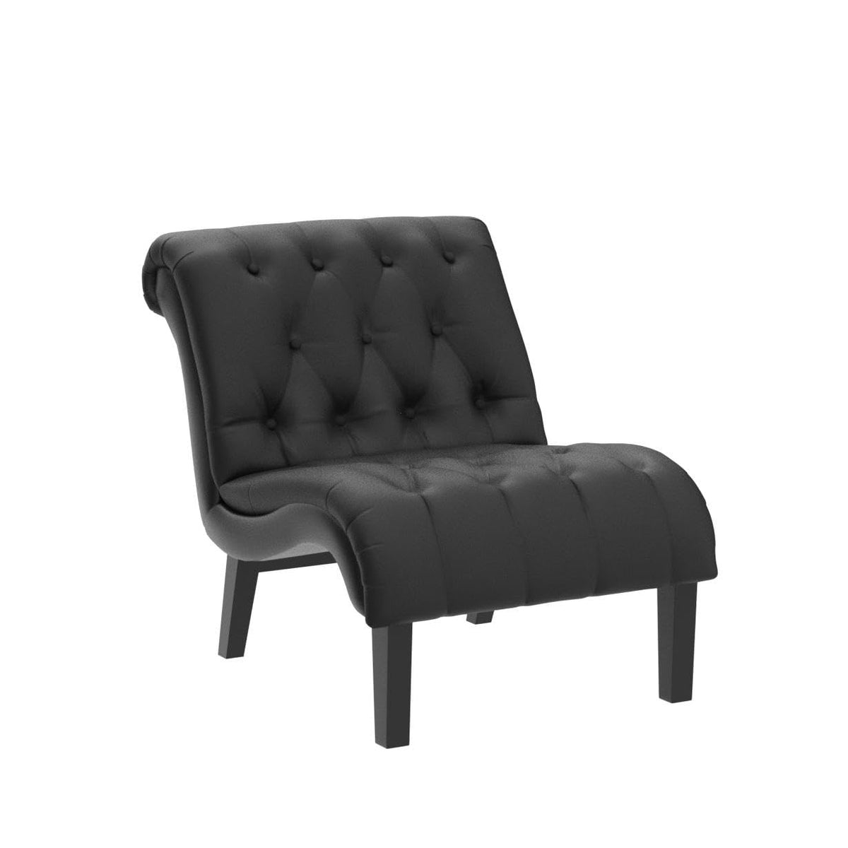 Black PU Leather Armless Accent Chair Set of 2 H3987