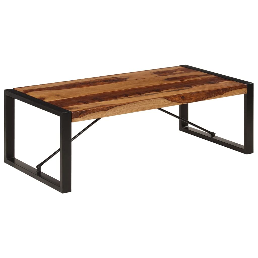 Brown Sheesham Wood Coffee Table with Steel Legs U174851