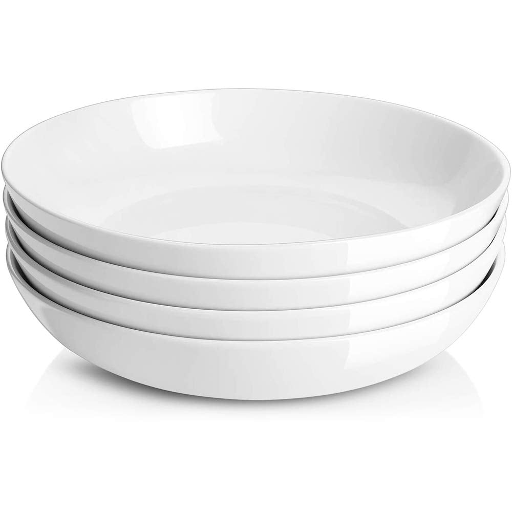 9.75" White Ceramic Pasta Bowls Set of 4 T17710