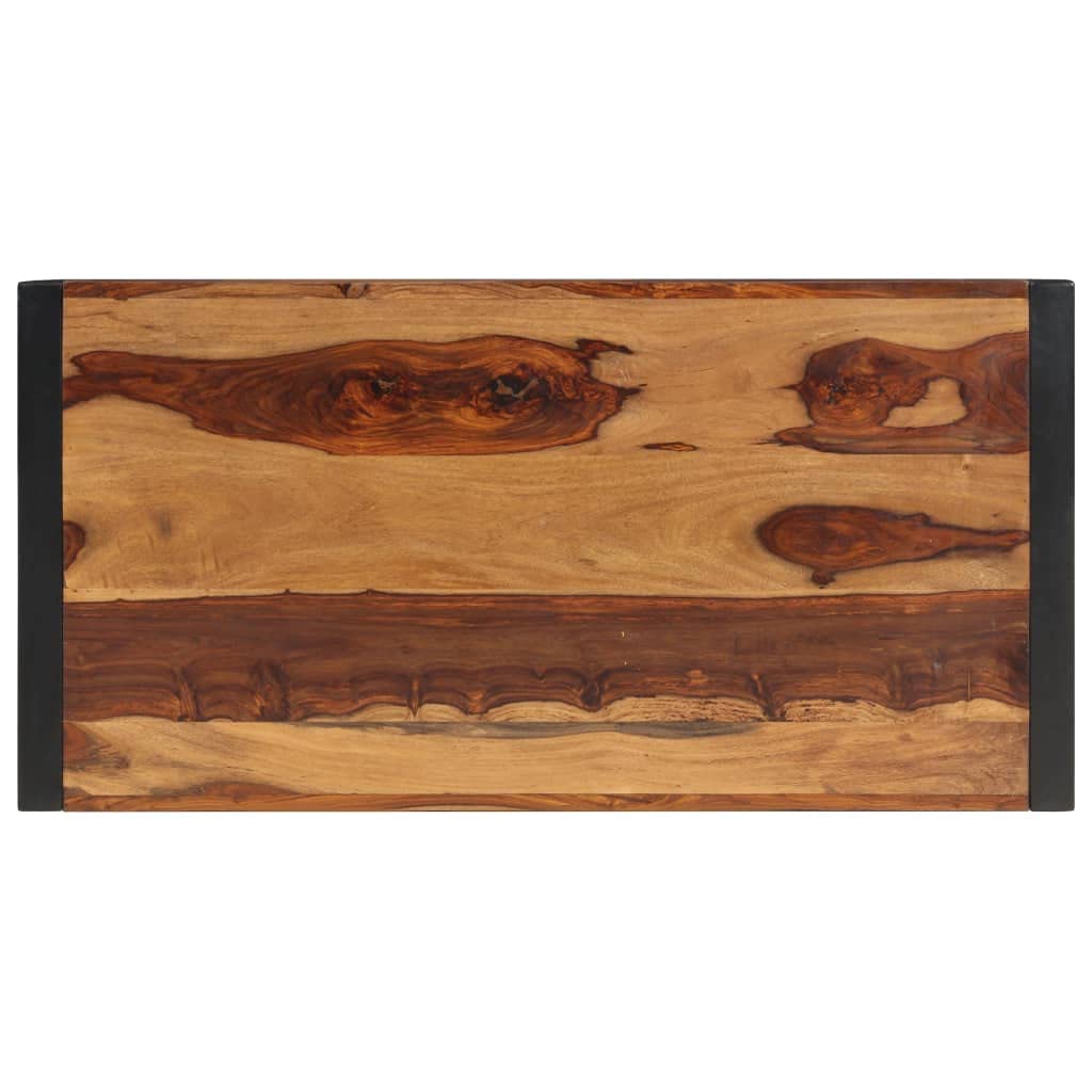 Brown Sheesham Wood Coffee Table with Steel Legs U174851
