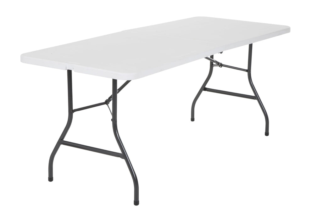6 Foot Fold-in-Half Folding Table White Speckle HDPE Top X15293