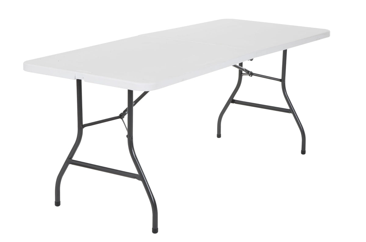 6 Foot Fold-in-Half Folding Table White Speckle HDPE Top X15293