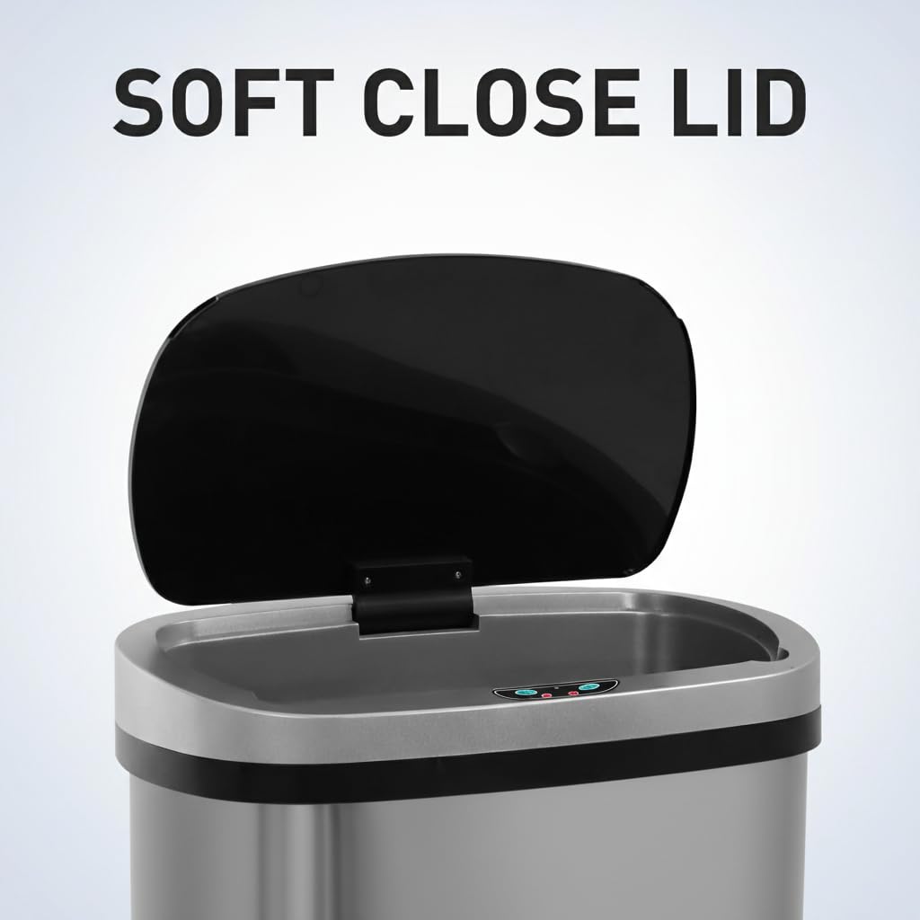 13 Gallon Touch-Free Motion Sensor Stainless-Steel Trash Can T659