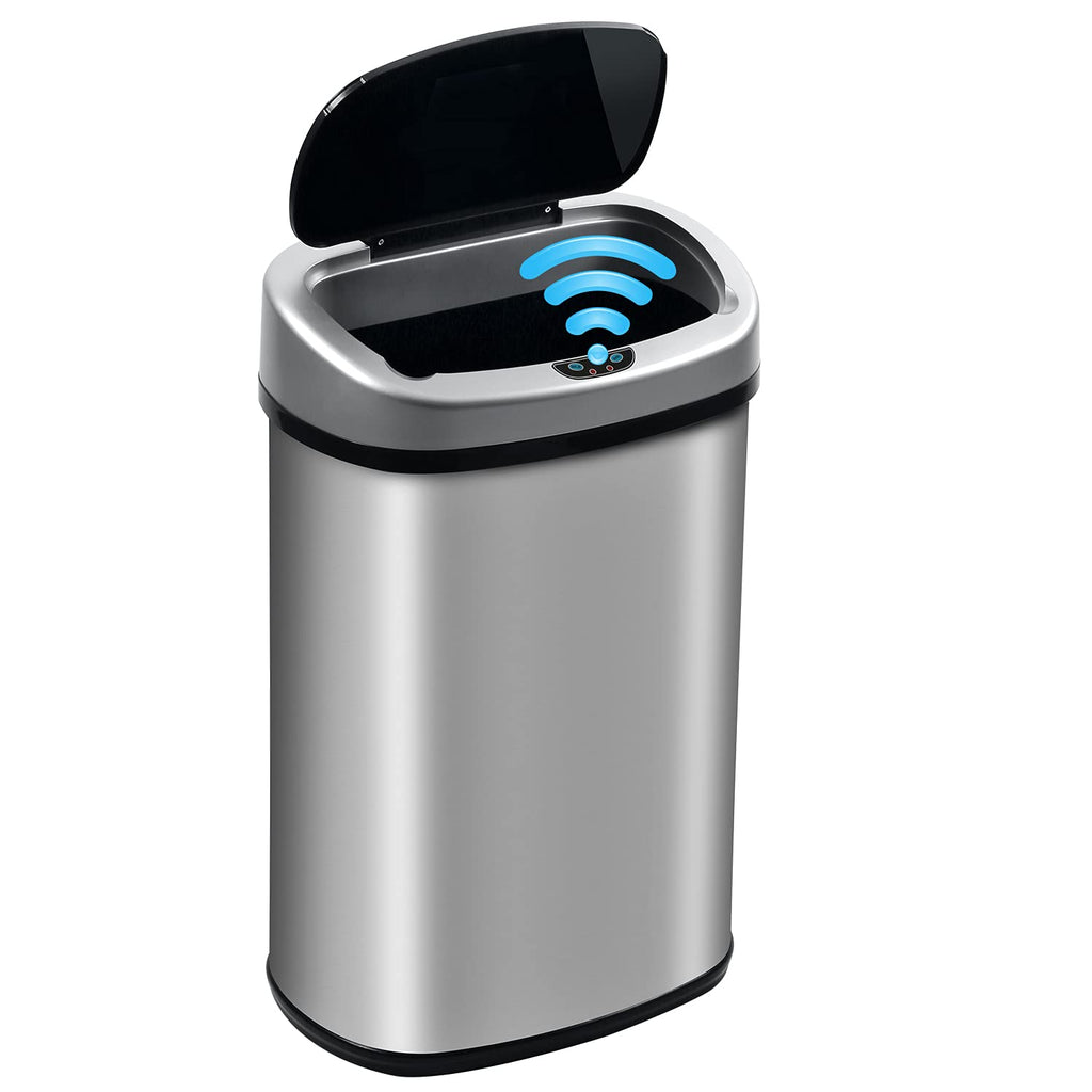13 Gallon Touch-Free Motion Sensor Stainless-Steel Trash Can T659