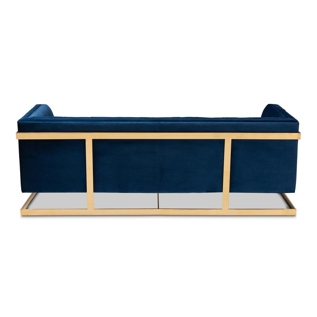 Navy Blue Velvet Button Tufted Gold Sofa I68930