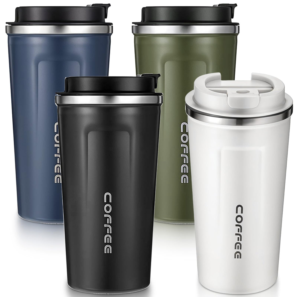 4 Pack 17oz Stainless Steel Insulated Coffee Mug with Lid M70610