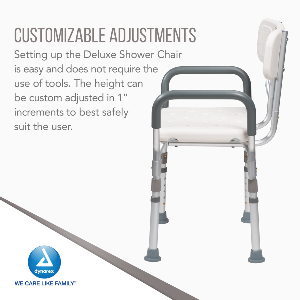White Shower Chair with Removable Back and Arms D6971