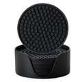 Silicone Drink Coasters with Holder, Set of 6, Black Y385