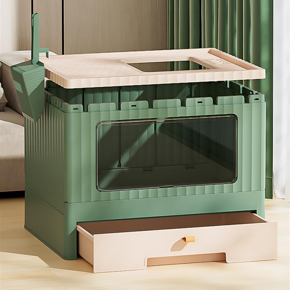 Foldable Cat Litter Box with Lid & Scoop J2509