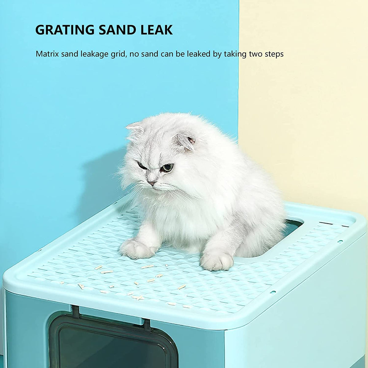 Foldable Large Top Entry Anti-Splashing Cat Litter Box with Lid and Scoop G37166