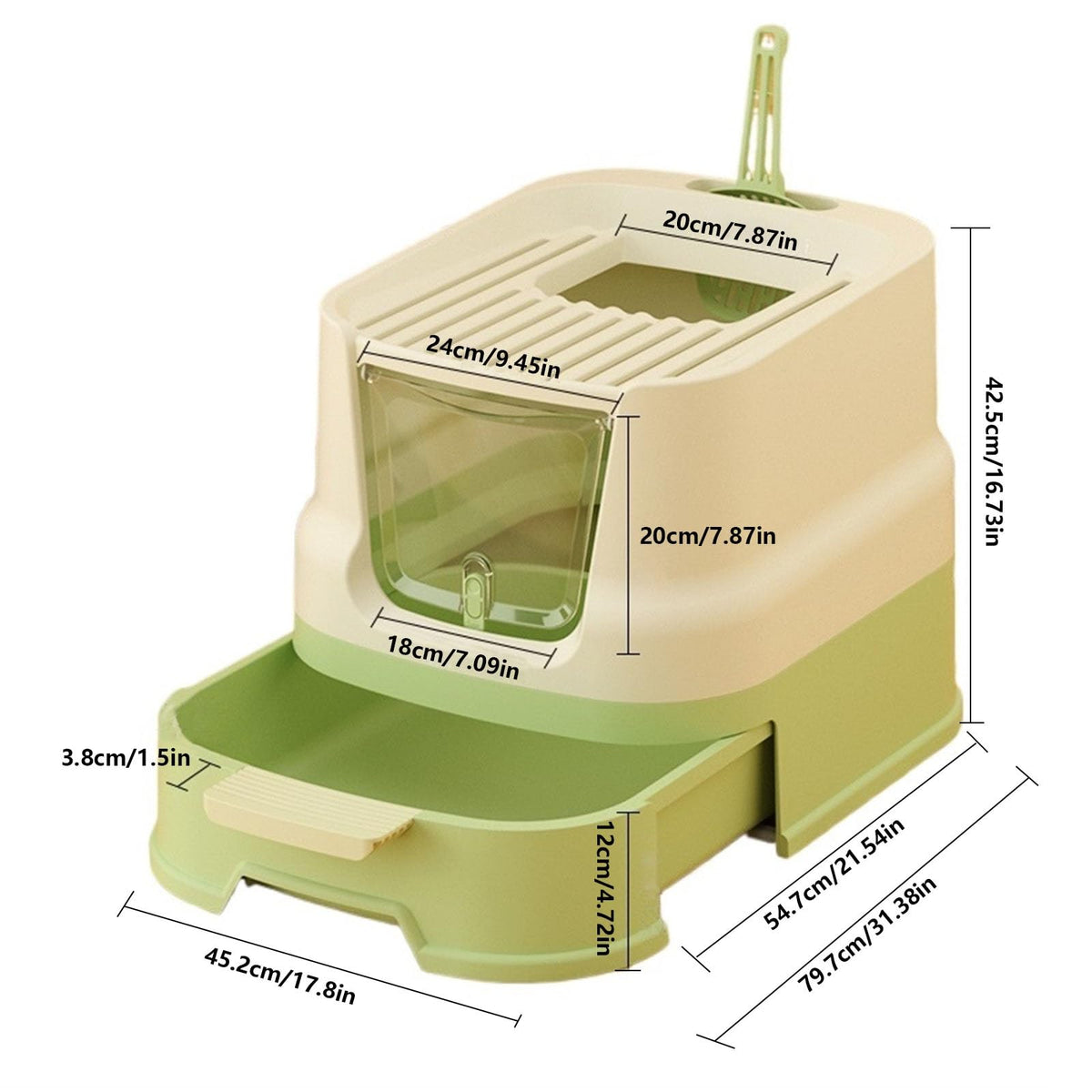 Large Top Entry Cat Litter Box with Lid and Scoop N1931