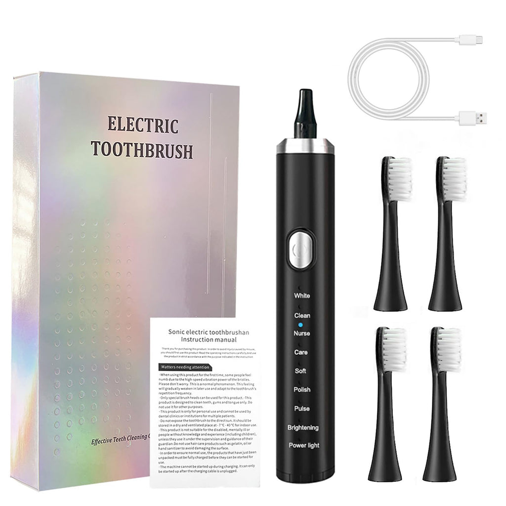 Rechargeable Electric Toothbrush with 4 Replacement Heads V235667