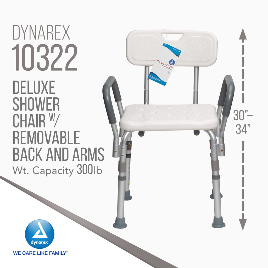 White Shower Chair with Removable Back and Arms D6971