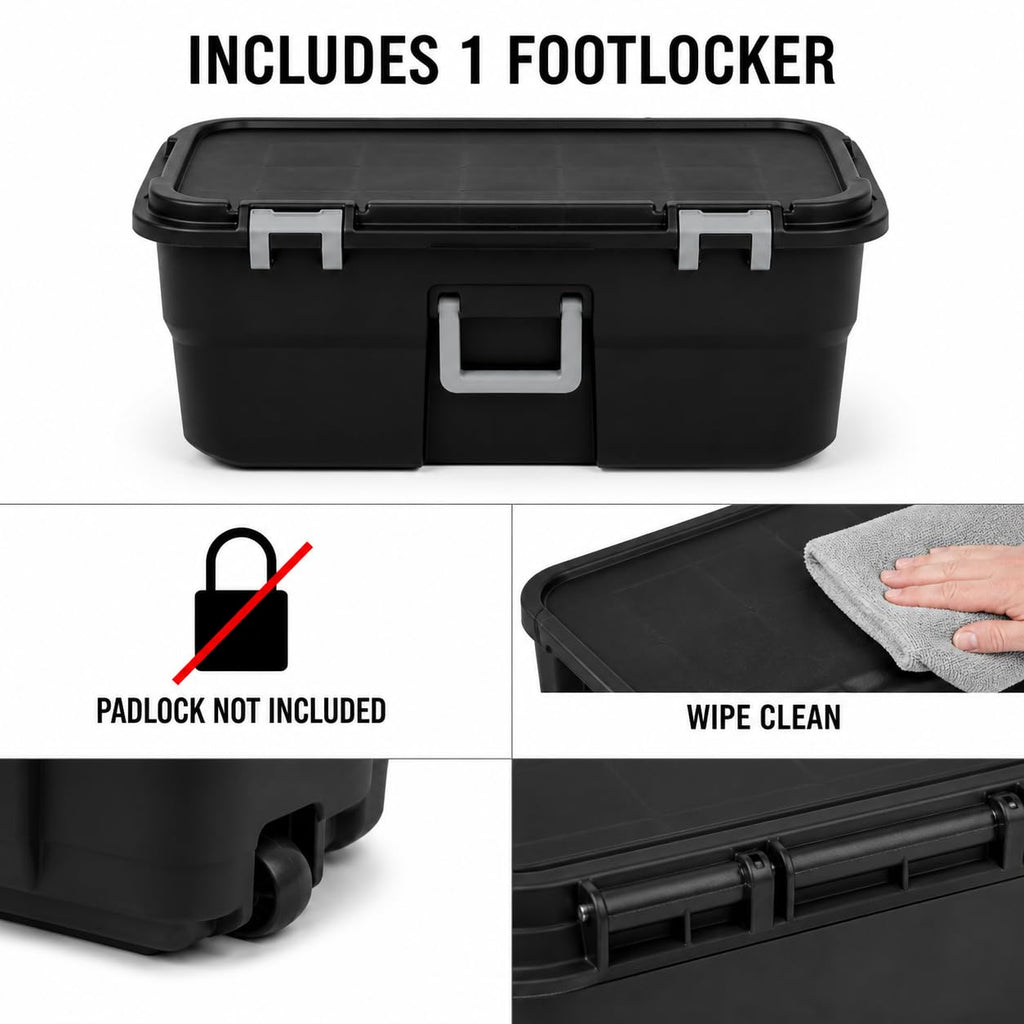 Black 22 Gallon Storage Trunk with Wheels T95873