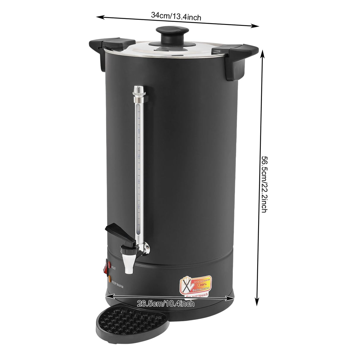 25L Stainless Steel Coffee Urn Hot Water Dispenser Commercial Electric Brewer with Drip Tray Black T319