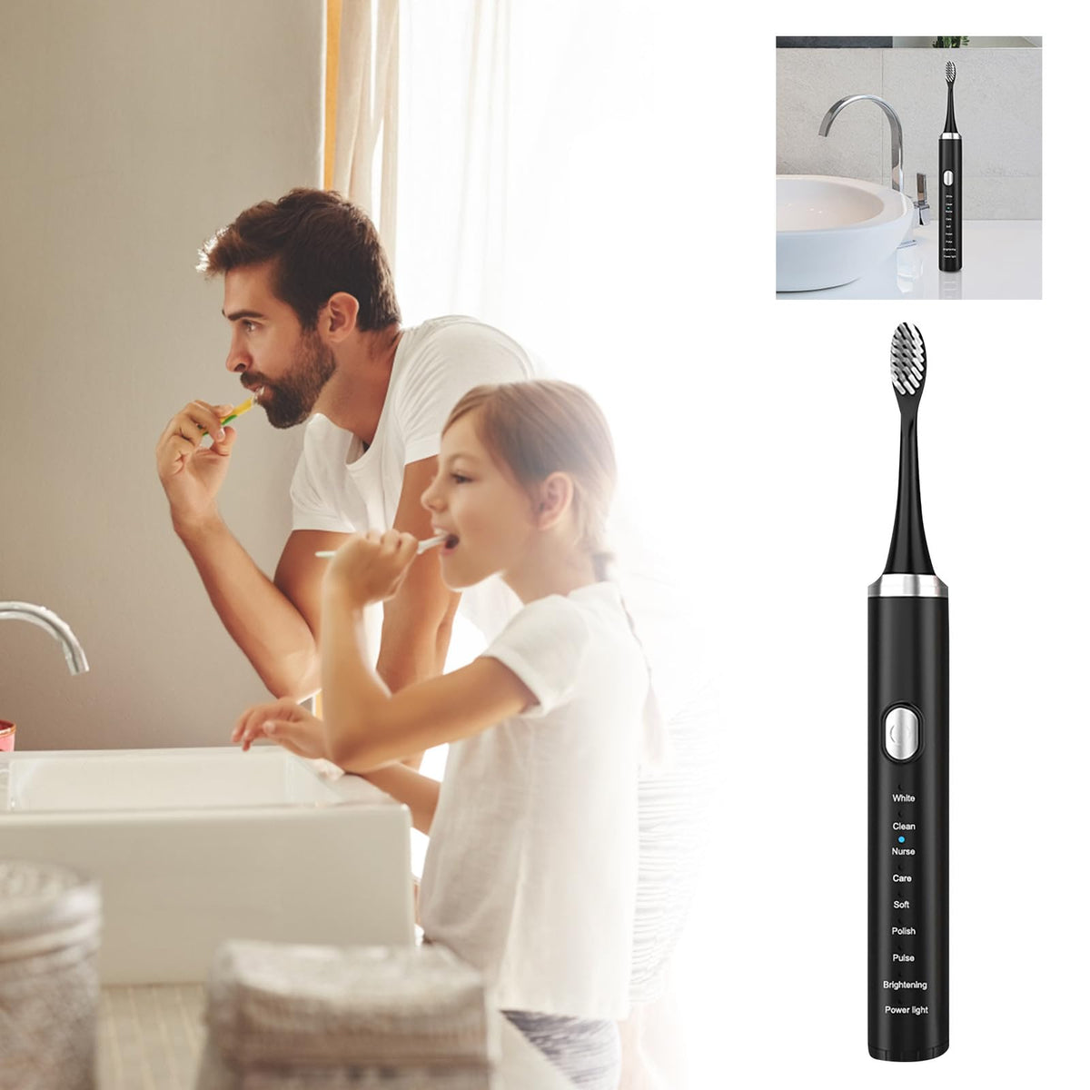 Rechargeable Electric Toothbrush with 4 Replacement Heads V235667
