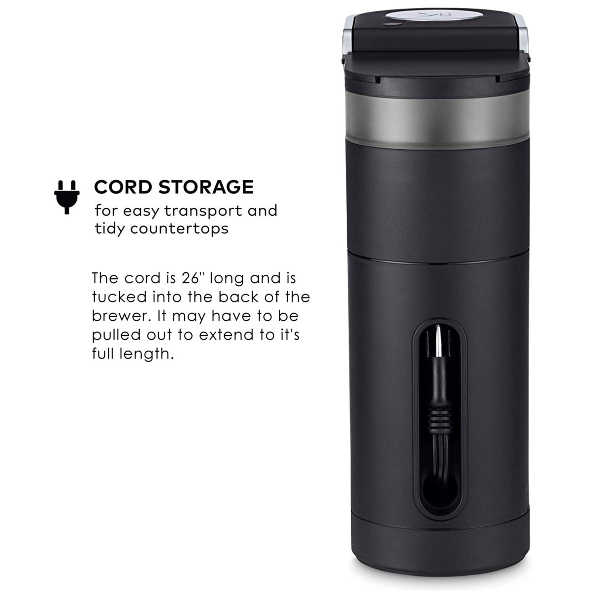 Single Serve K-Cup Pod Coffee Maker, 6 to 12oz Brew Size, Black K7319