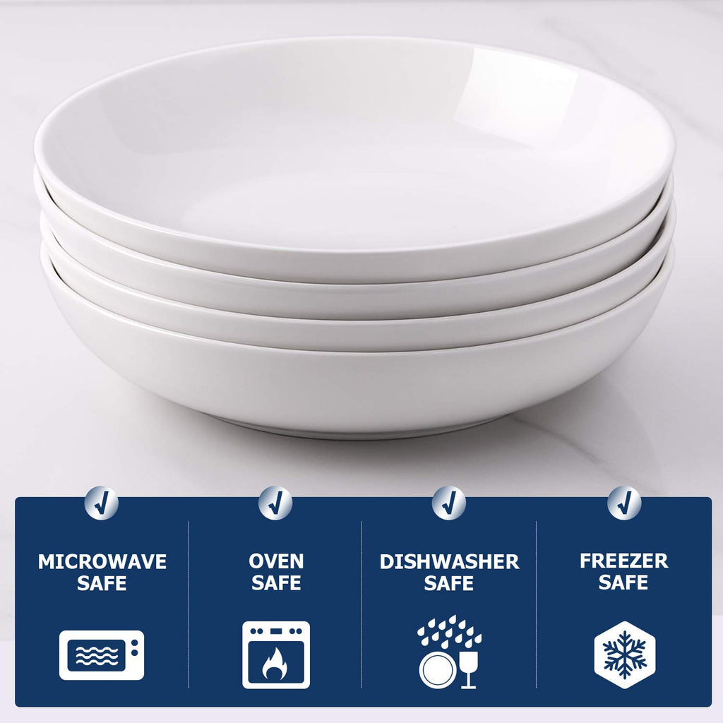 9.75" White Ceramic Pasta Bowls Set of 4 T17710