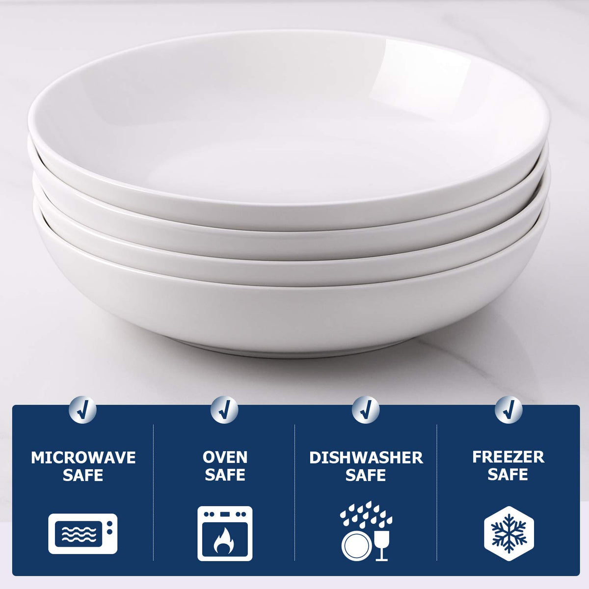 9.75" White Ceramic Pasta Bowls Set of 4 T17710