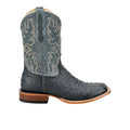 Grey Ostrich Square Toe Mid Calf Boots K4659