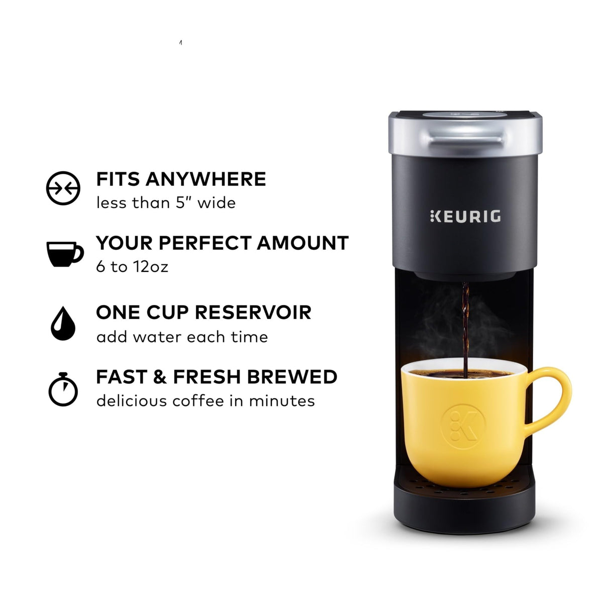 Single Serve K-Cup Pod Coffee Maker, 6 to 12oz Brew Size, Black K7319