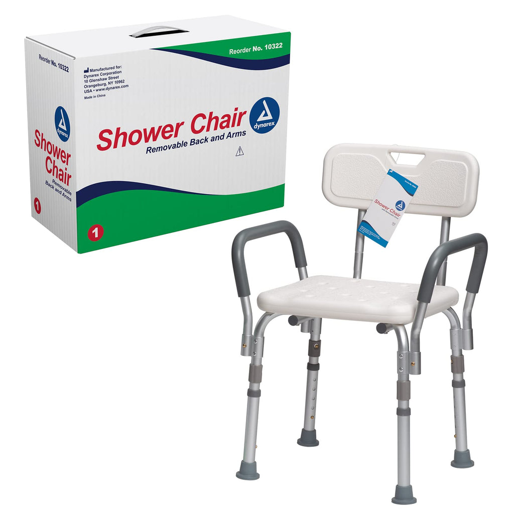White Shower Chair with Removable Back and Arms D6971