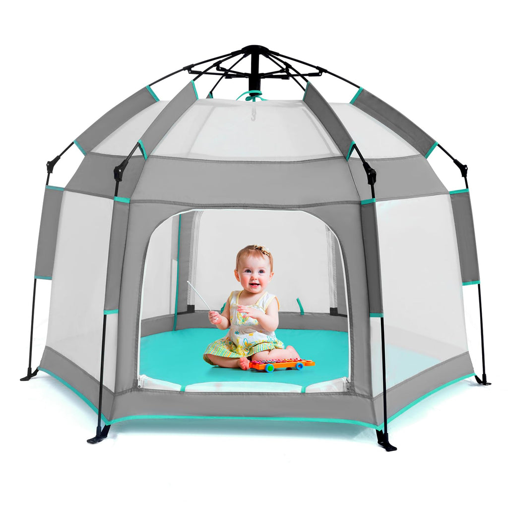 Hexagon Baby Playpen with Canopy T474