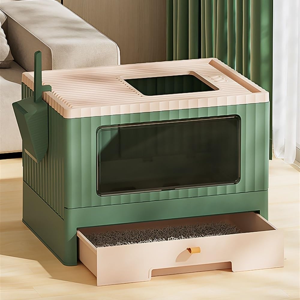 Foldable Cat Litter Box with Lid & Scoop J2509