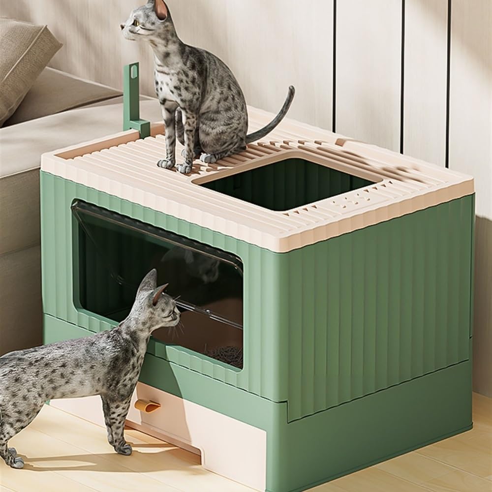 Foldable Cat Litter Box with Lid & Scoop J2509