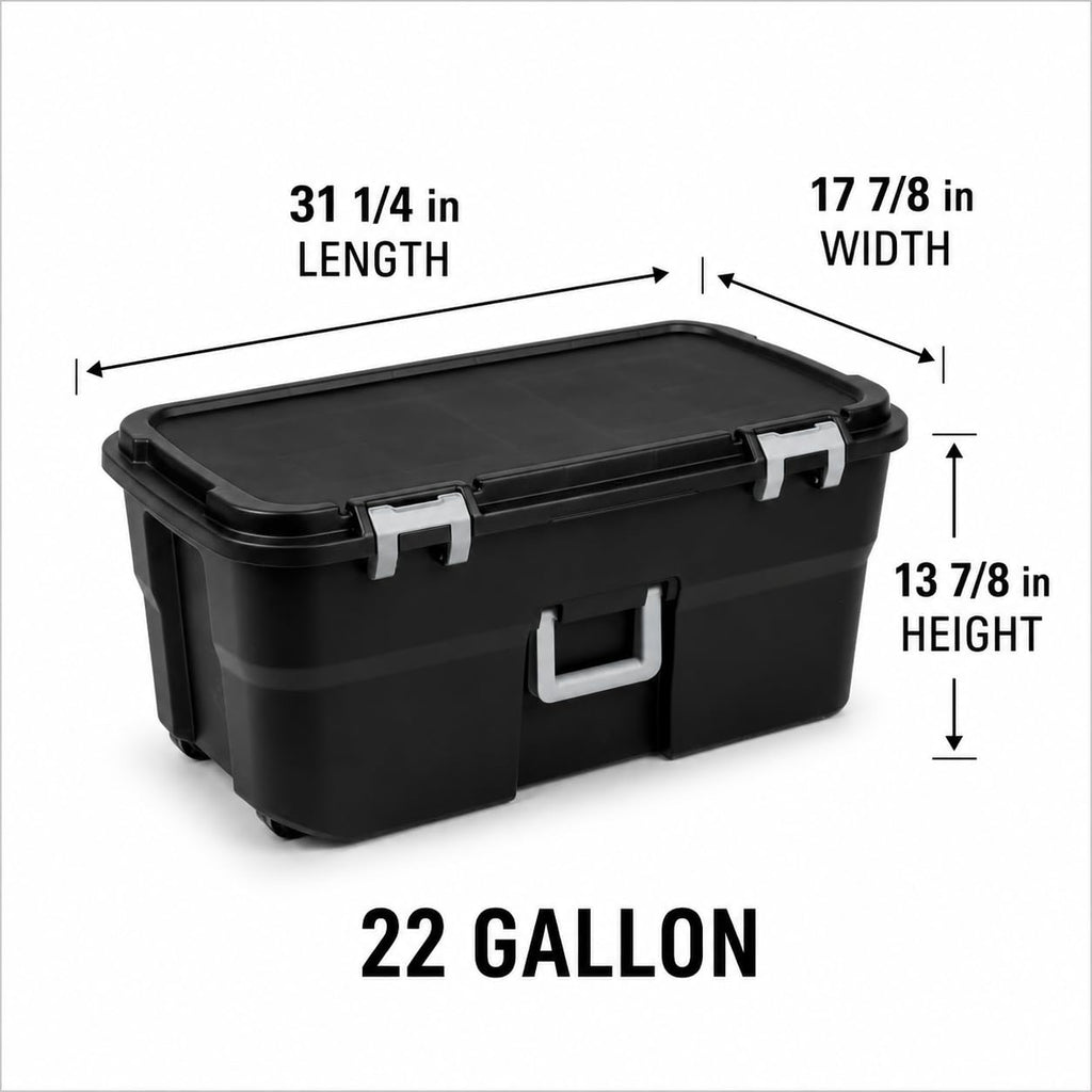 Black 22 Gallon Storage Trunk with Wheels T95873