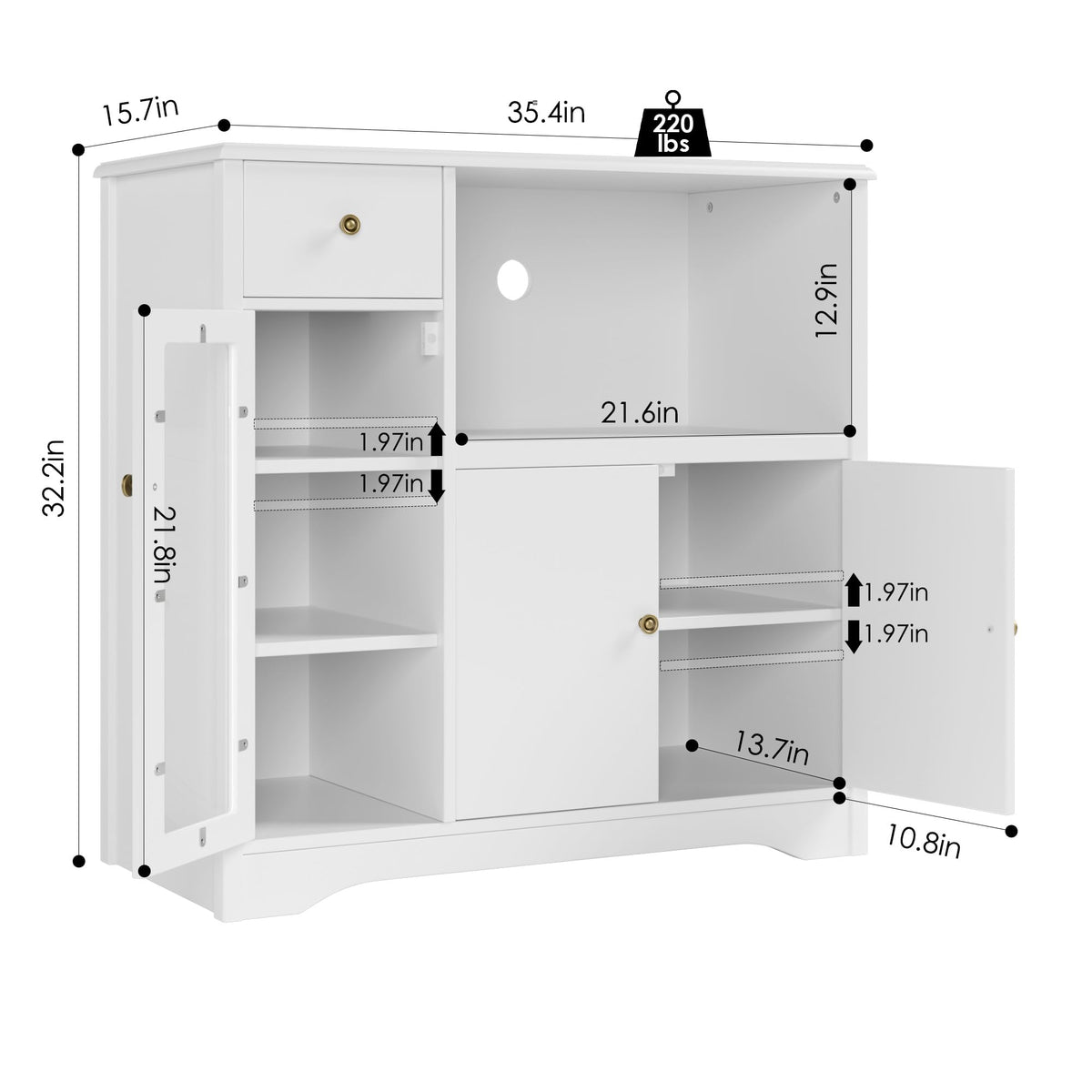 White Microwave Cabinet G266234