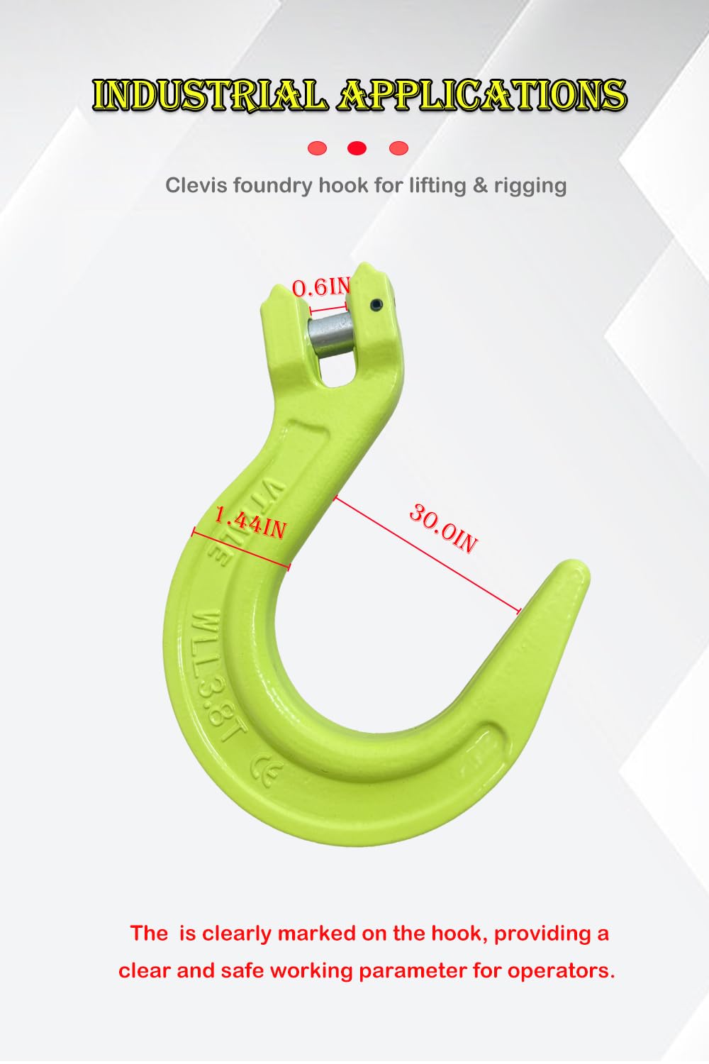 3/8" G80 Clevis Foundry Hook 4 Pack Q46661