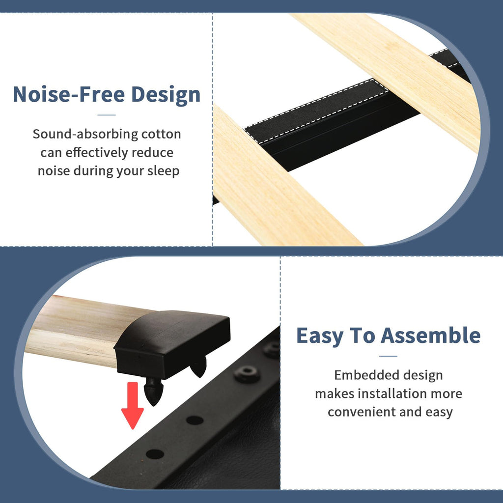 Black Full Size Upholstered Bed Frame with 4 Drawers and LED Lights H595