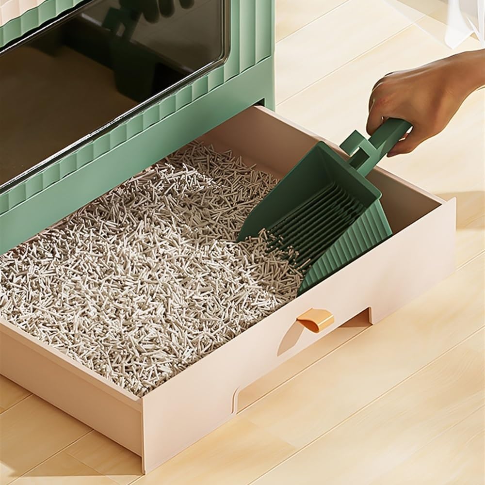 Foldable Cat Litter Box with Lid & Scoop J2509