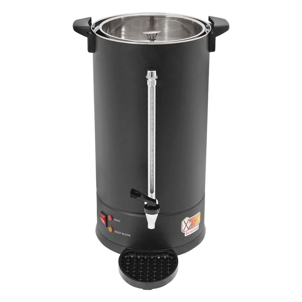 25L Stainless Steel Coffee Urn Hot Water Dispenser Commercial Electric Brewer with Drip Tray Black T319
