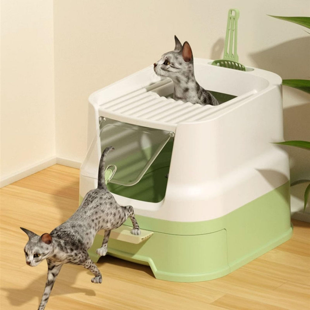 Large Top Entry Cat Litter Box with Lid and Scoop N1931