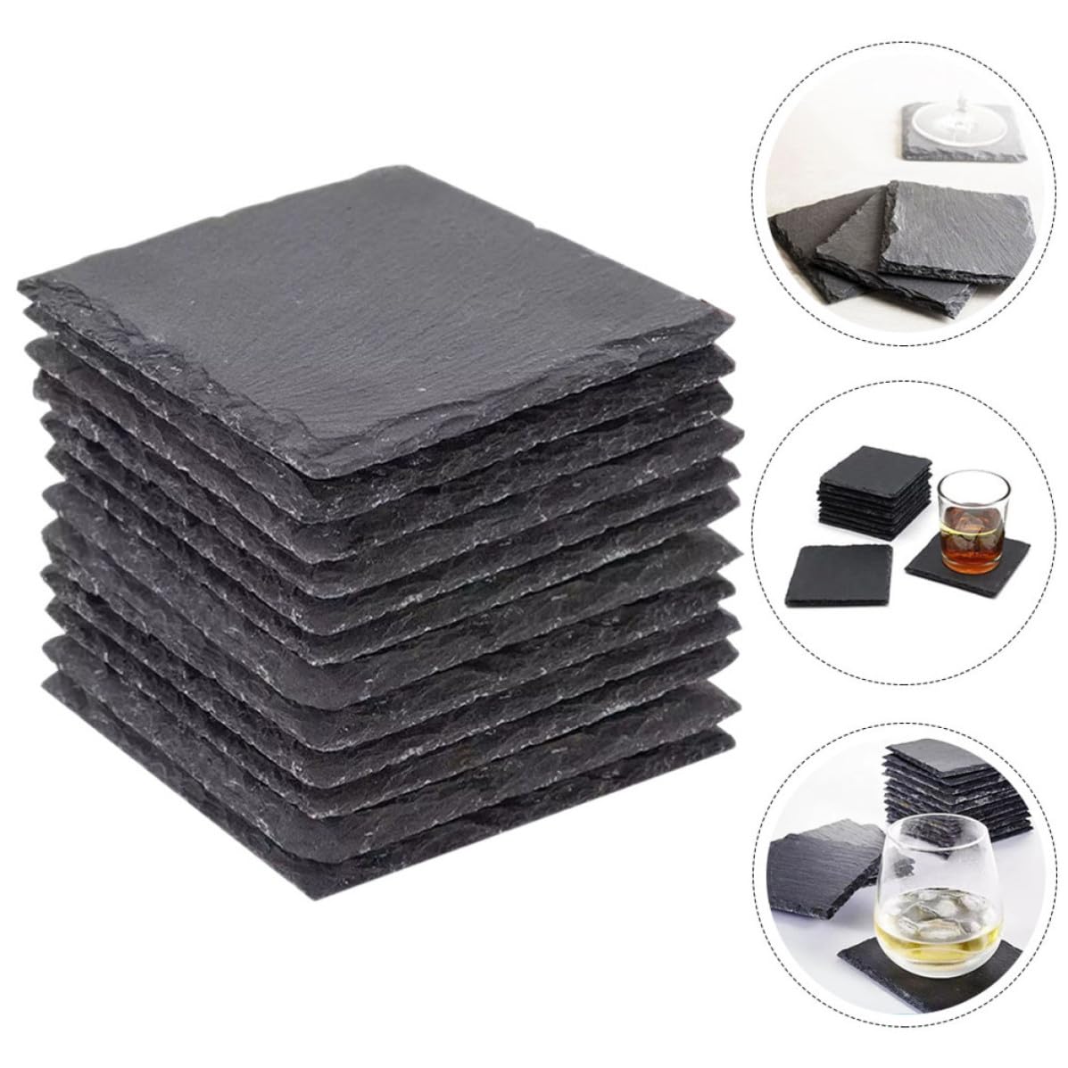 Natural Stone Coasters Set 12pcs E8152