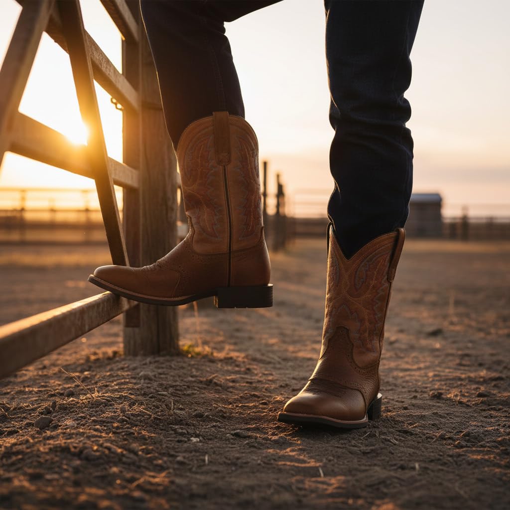 Men's Square Toe Pull On Western Boots C577