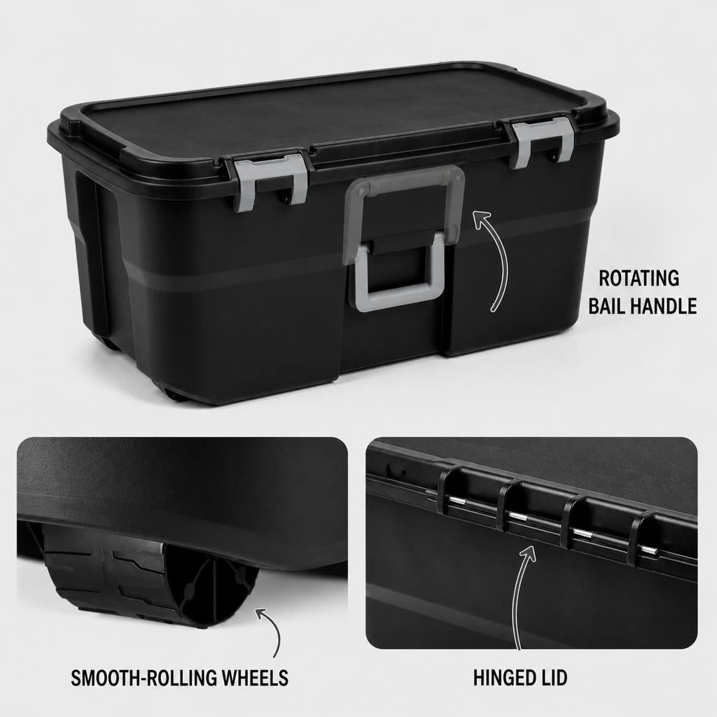 Black 22 Gallon Storage Trunk with Wheels T95873