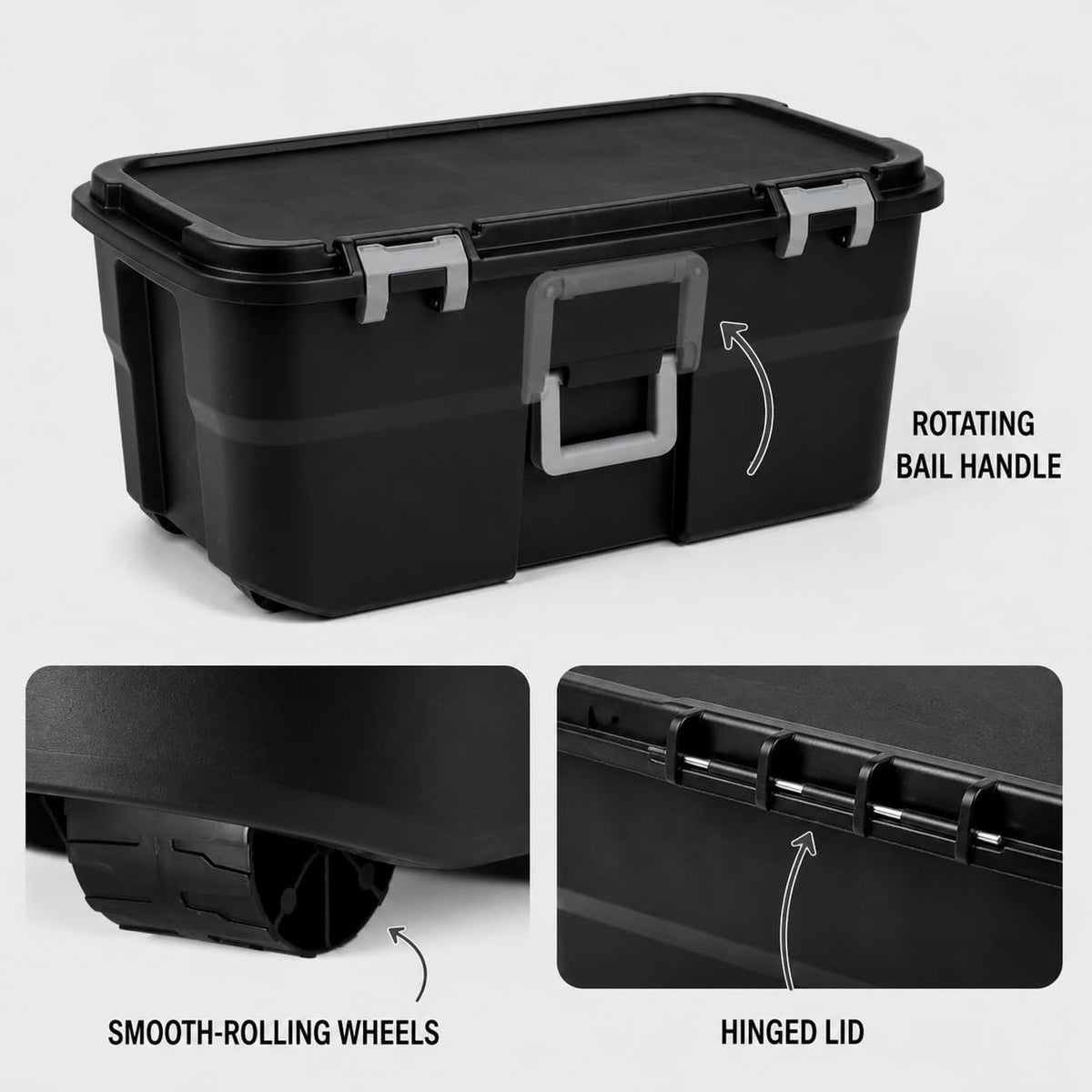 Black 22 Gallon Storage Trunk with Wheels T95873