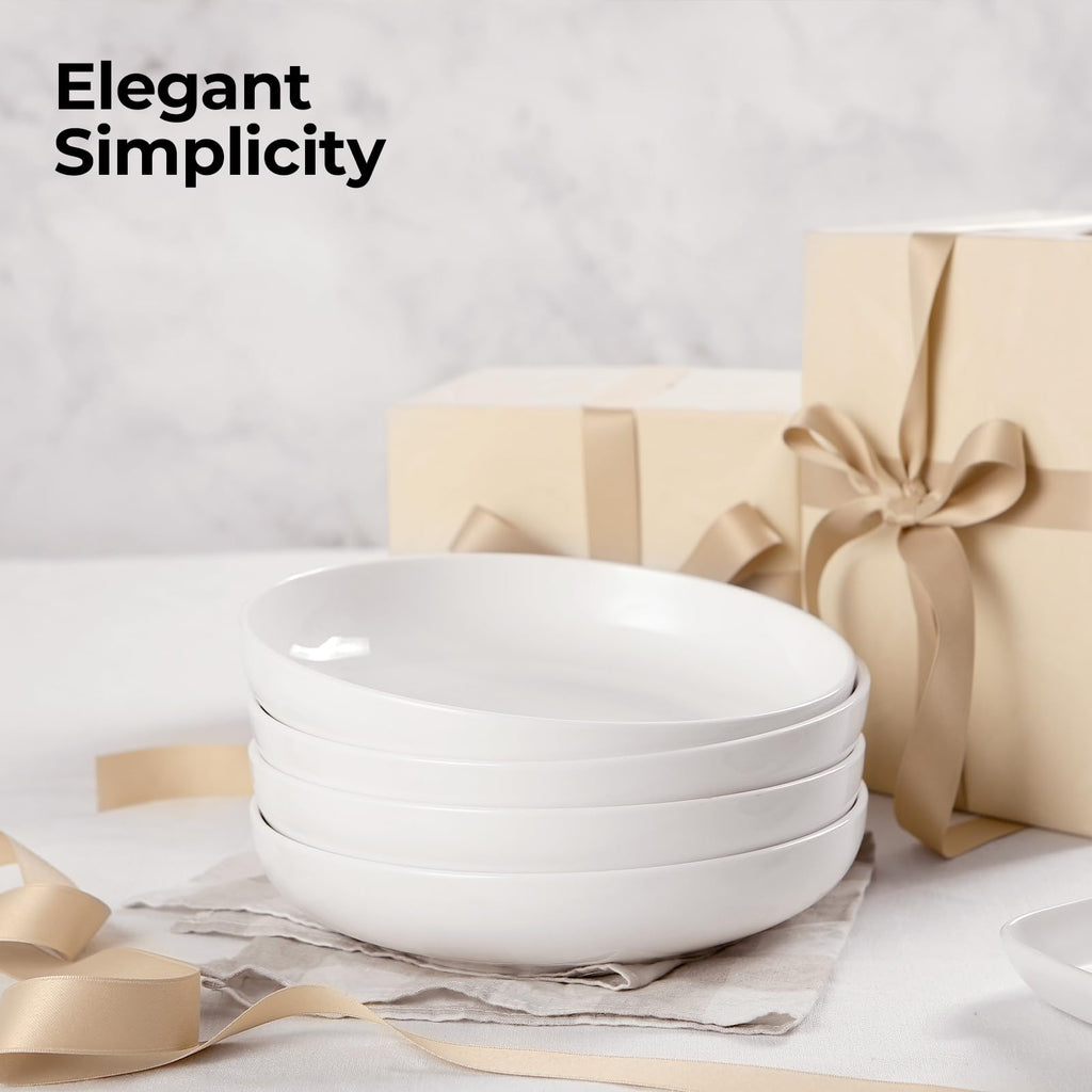 9.75" White Ceramic Pasta Bowls Set of 4 T17710