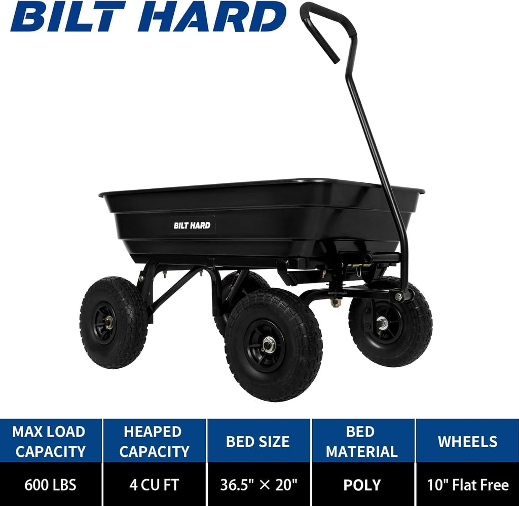 4 Cu.Ft. Poly Yard Dump Cart with 180° Rotating Handle K38524
