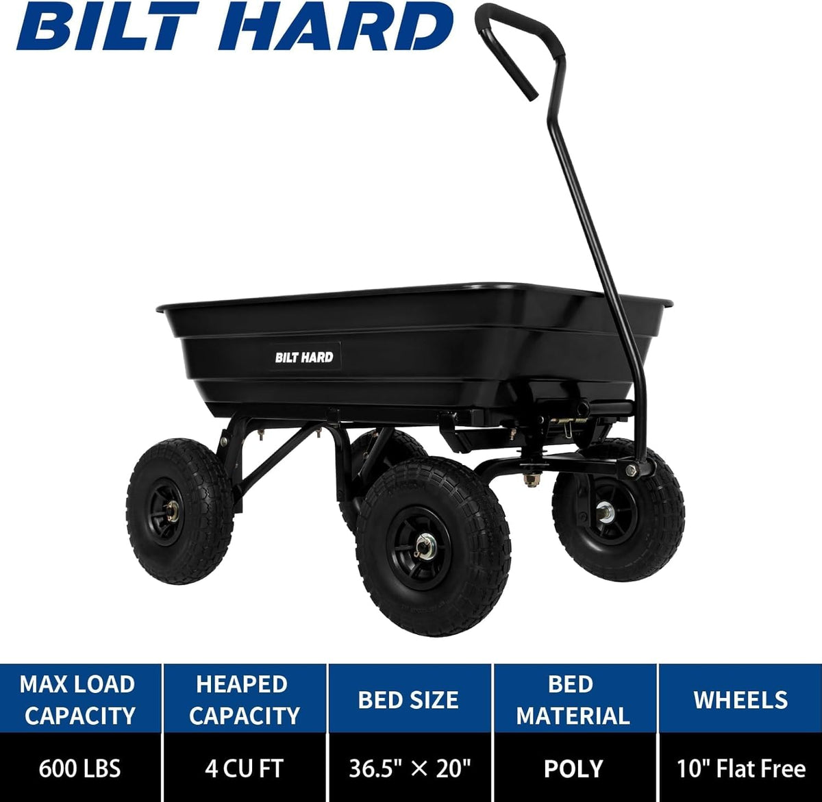 4 Cu.Ft. Poly Yard Dump Cart with 180° Rotating Handle K38524