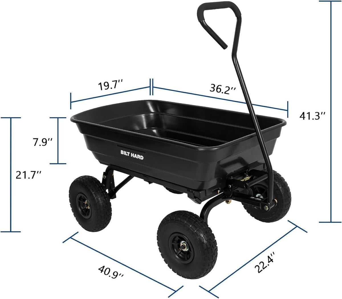 4 Cu.Ft. Poly Yard Dump Cart with 180° Rotating Handle K38524