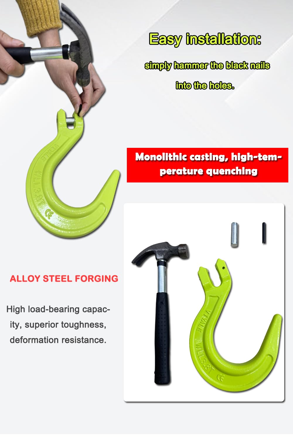 3/8" G80 Clevis Foundry Hook 4 Pack Q46661