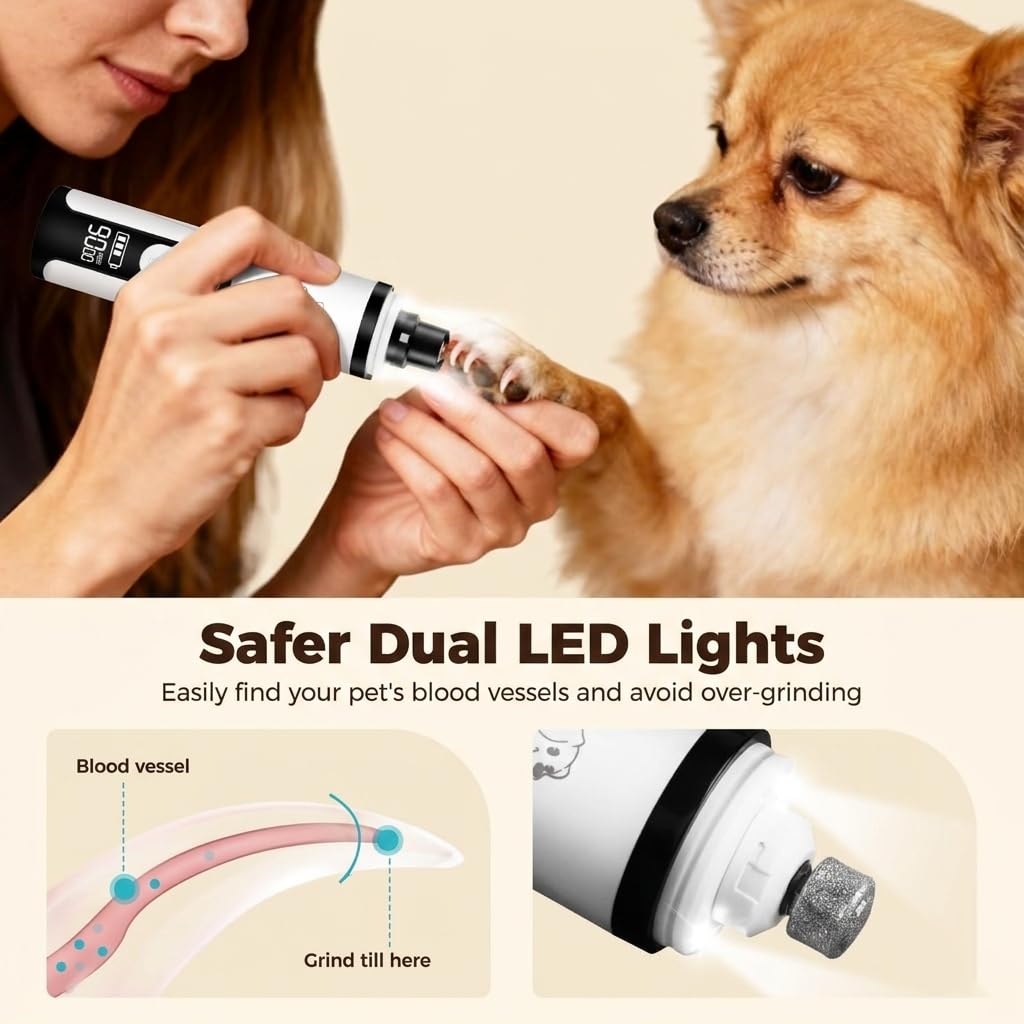 Dog Nail Grinder with Dual LED, 3 Speeds and 2000mAh Battery Y56465