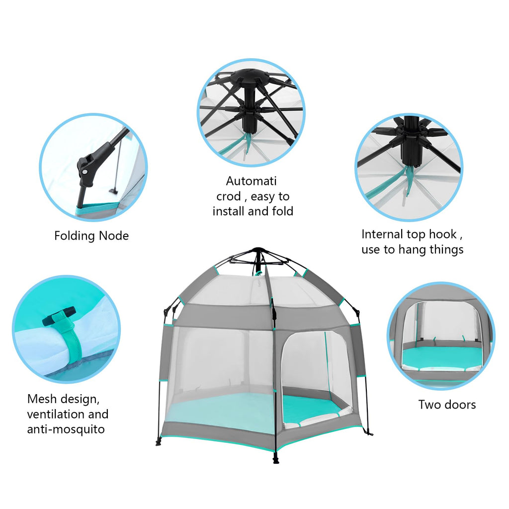 Hexagon Baby Playpen with Canopy T474
