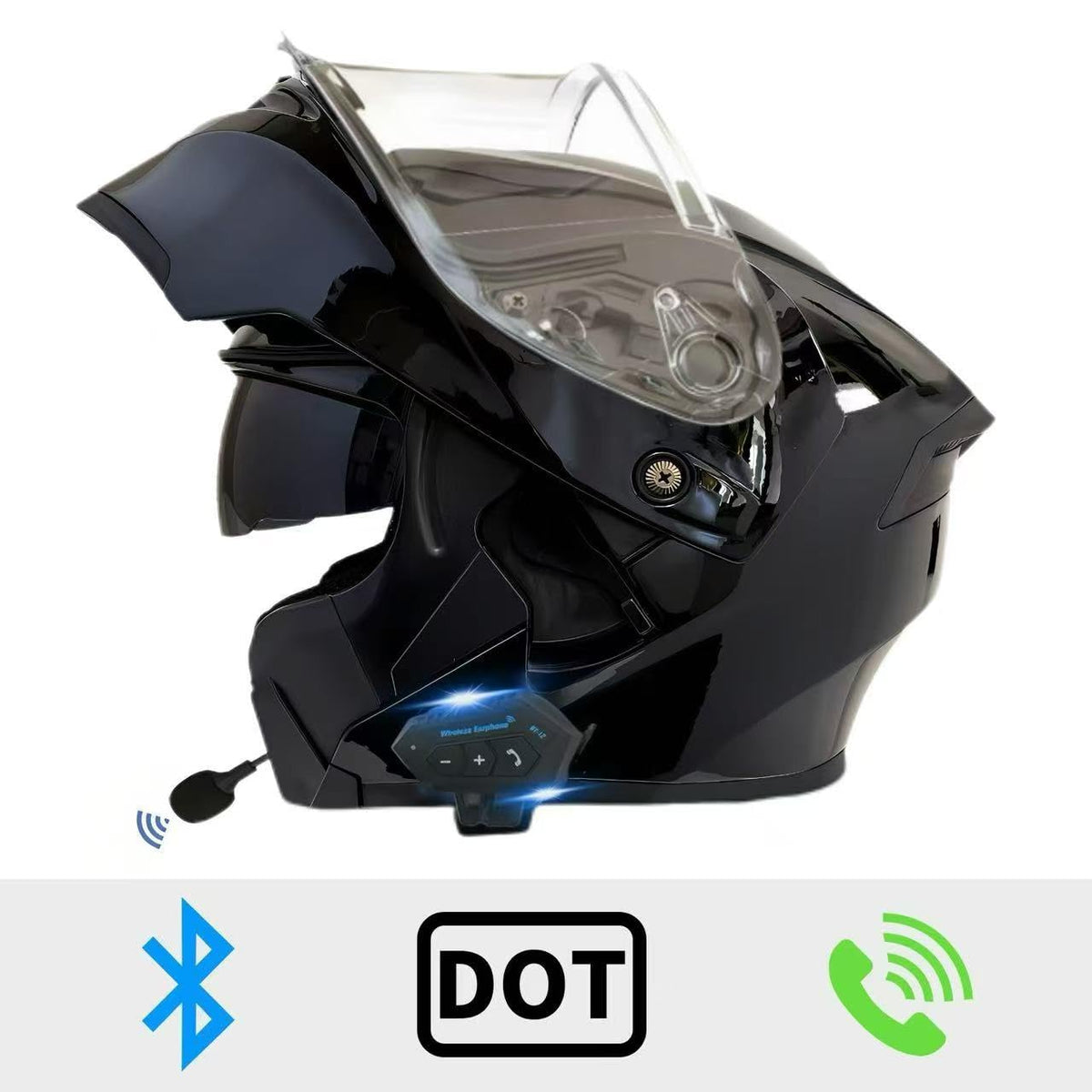 DOT Approved Flip Up Full Face Motorcycle Helmet with Dual Speakers and Microphone T327289